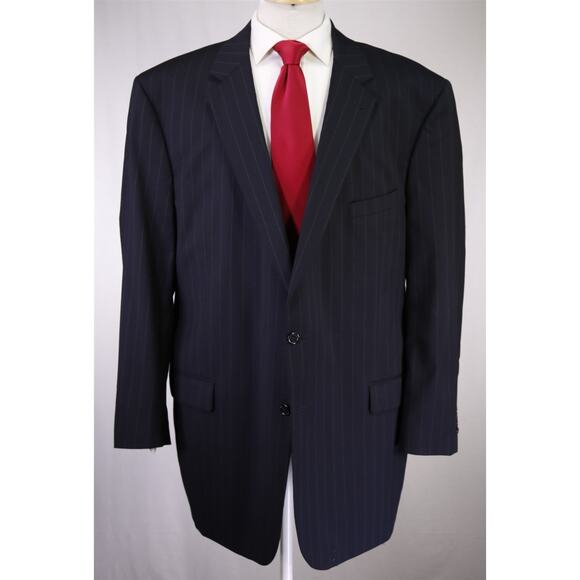 Jos A Bank Signature Navy Blue Pinstripe 2-Btn Wool Suit 50R - Picture 2 of 8